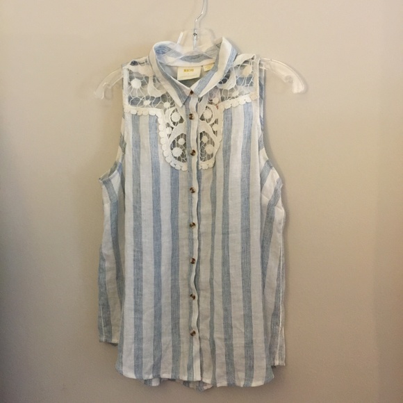Anthropologie Edinboro Sleeveless Linen Buttondown - Picture 8 of 8